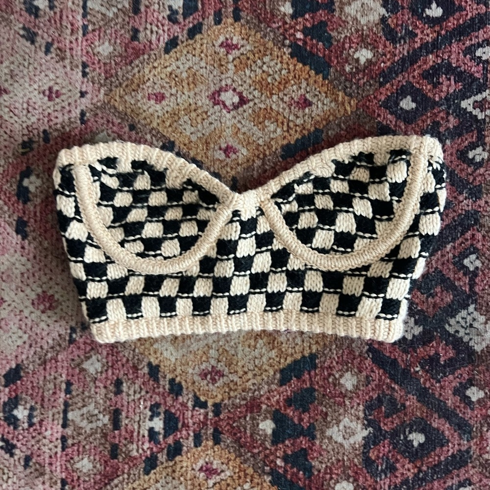 For Love And Lemons Black and Cream Knit Top